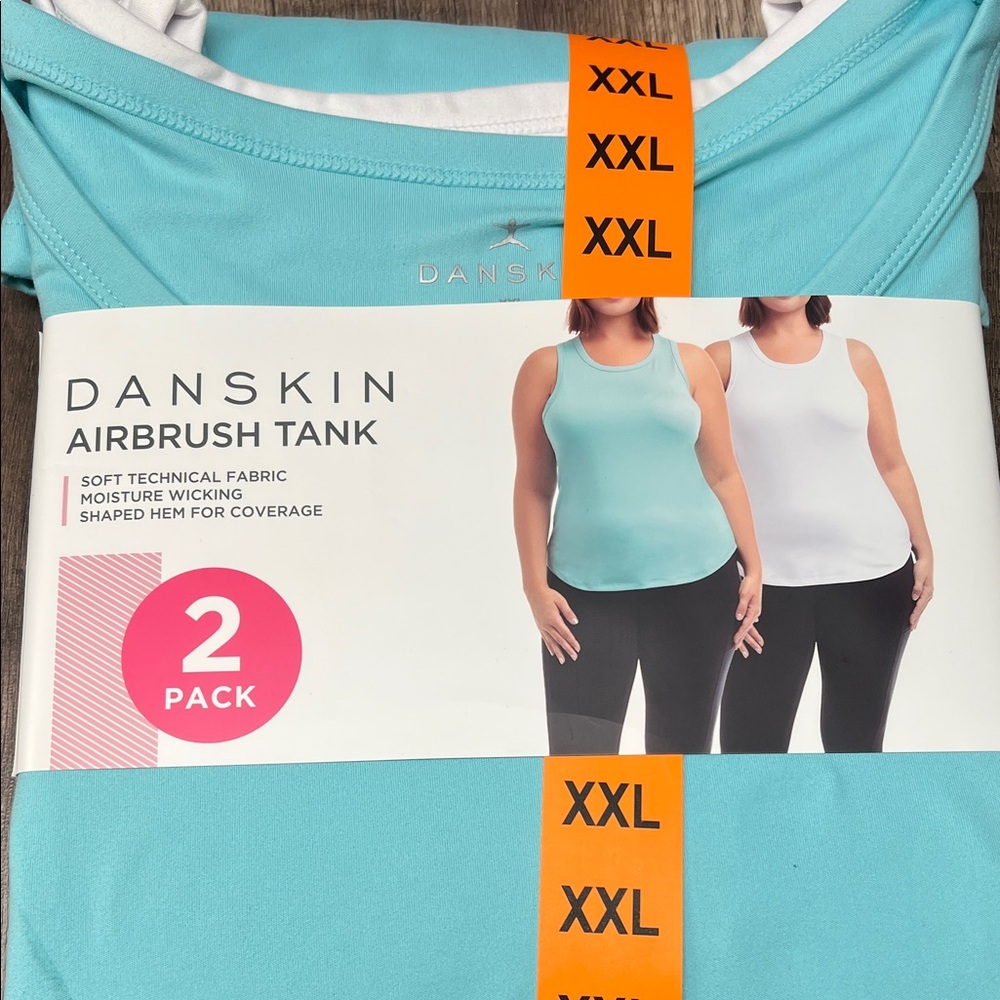 Danskin Airbrush Tank 2-Pack in Aqua and White - Picture 3 of 4